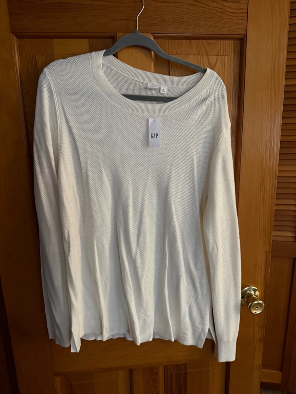 GAP Ivory Waffle Knit Long Sleeve Top